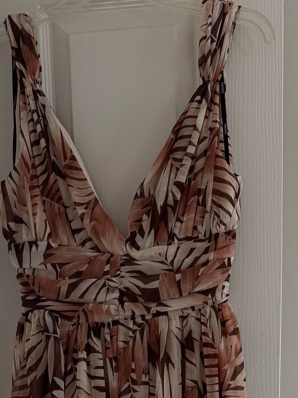 Forever 21 Brown & Cream Tropical Print Maxi Dress